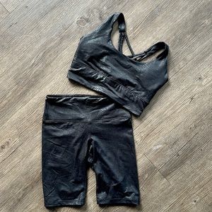 2 Piece Black Workout Set with Snake Detailing